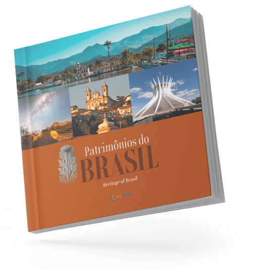 Mockup do livro Patrimônios do Brasil.